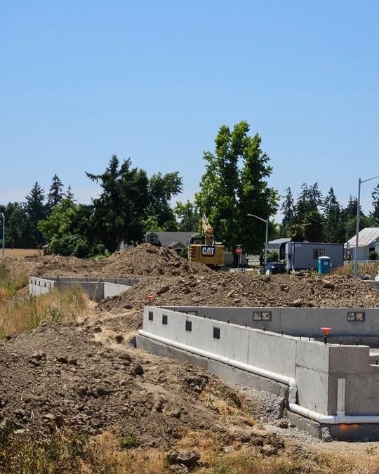 Excavator shot with foundation